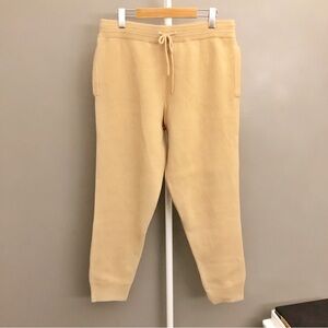Judith and Charles Cashmere & Wool Beige Minimalist Knit Joggers Pants Trousers.